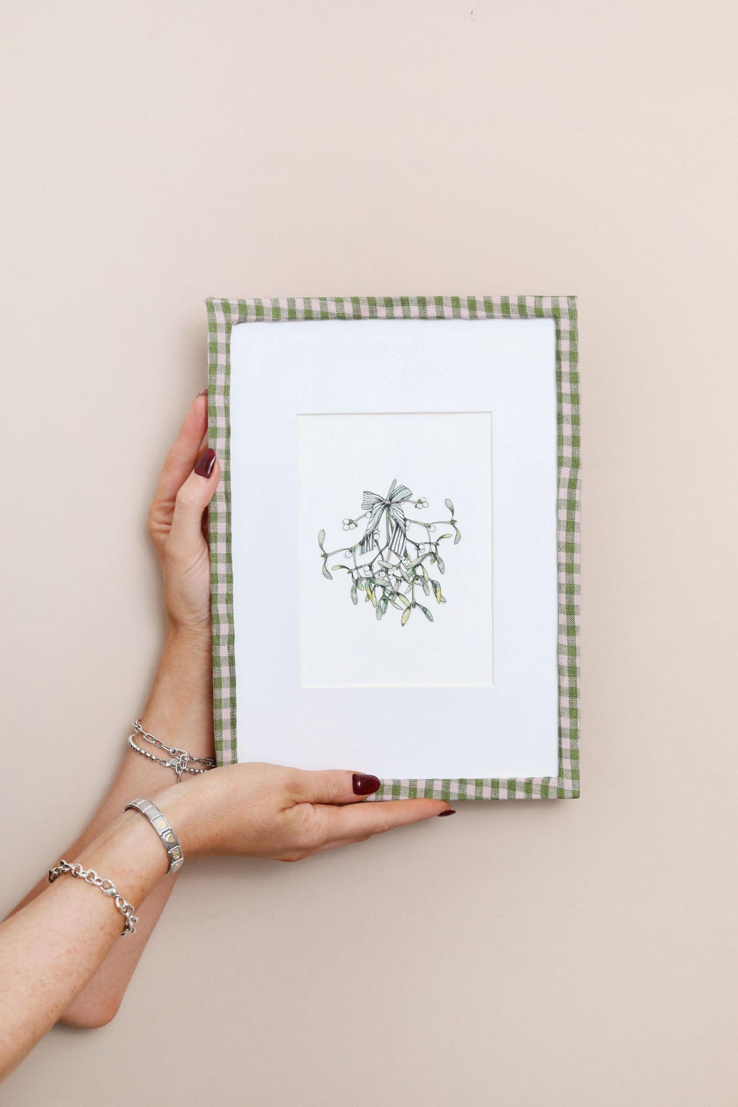 A5 Winter Art Print and White Mount | Mistletoe and Bow | Winter