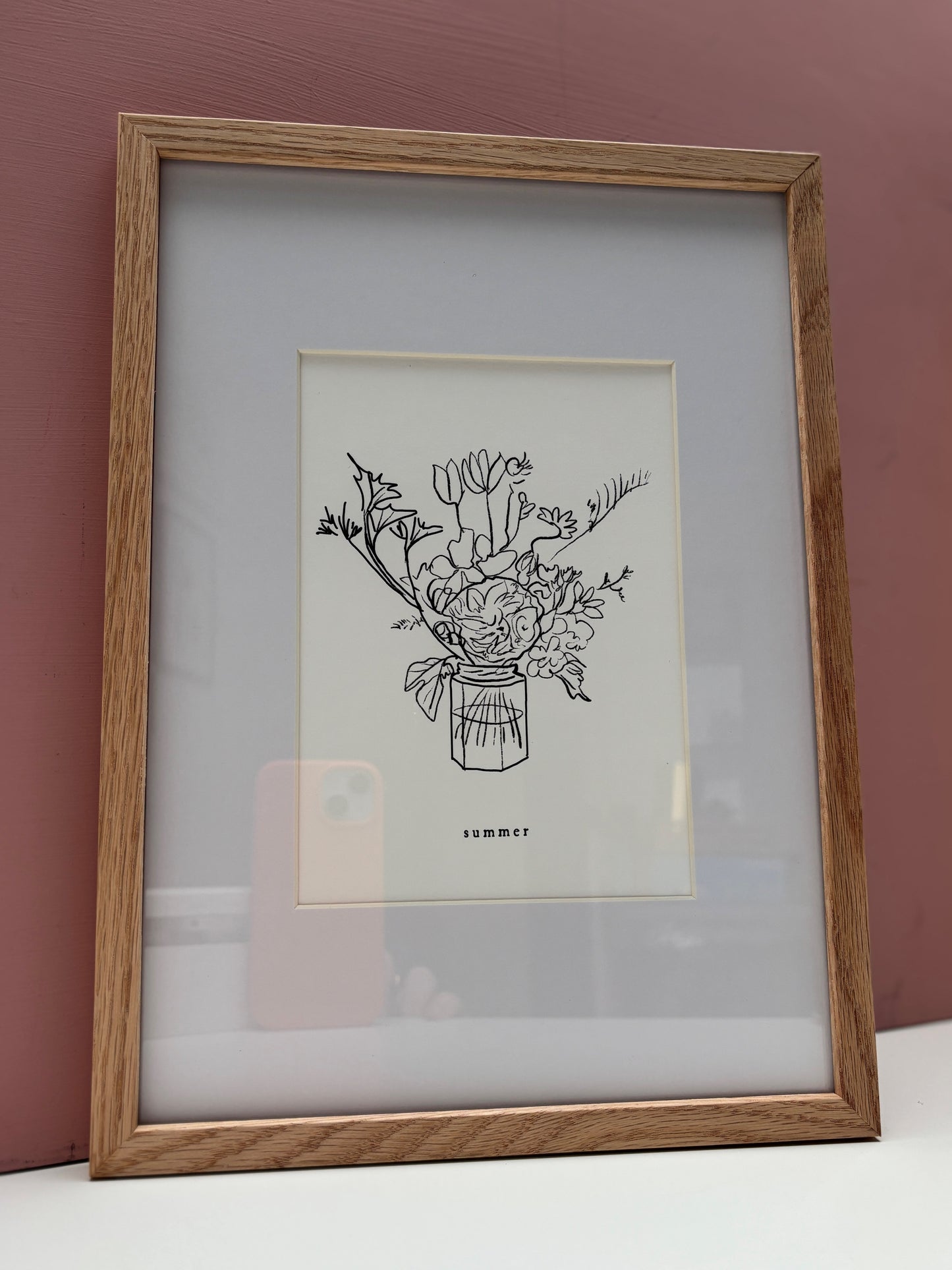 Seasons line print - Summer (A5 print in A4 mount)