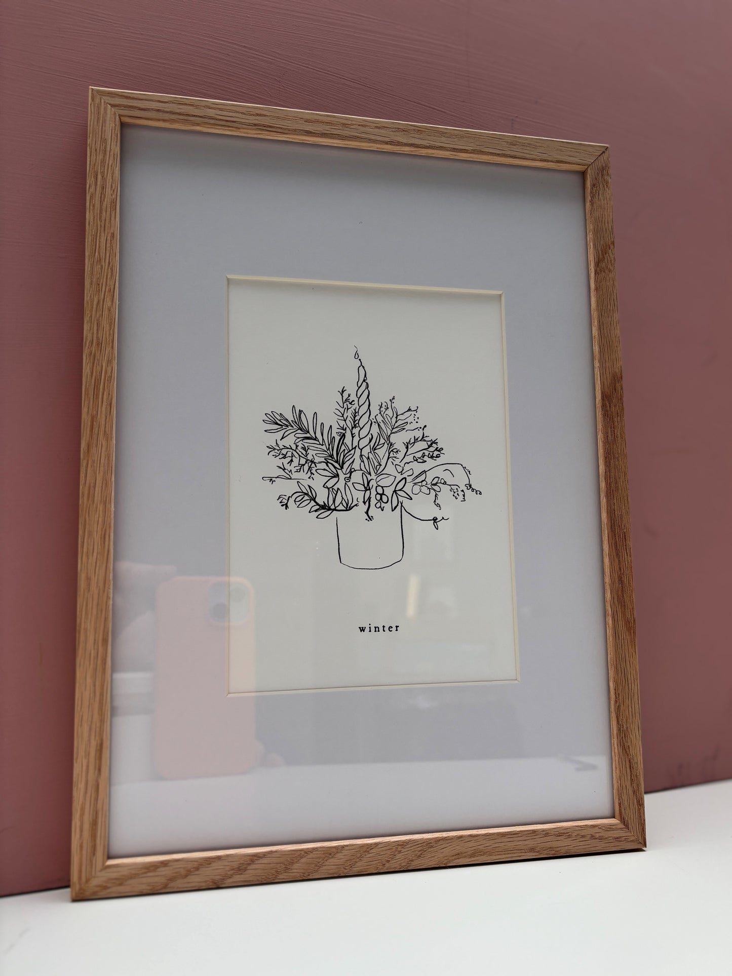 Seasons line print - Winter (A5 print in A4 mount)