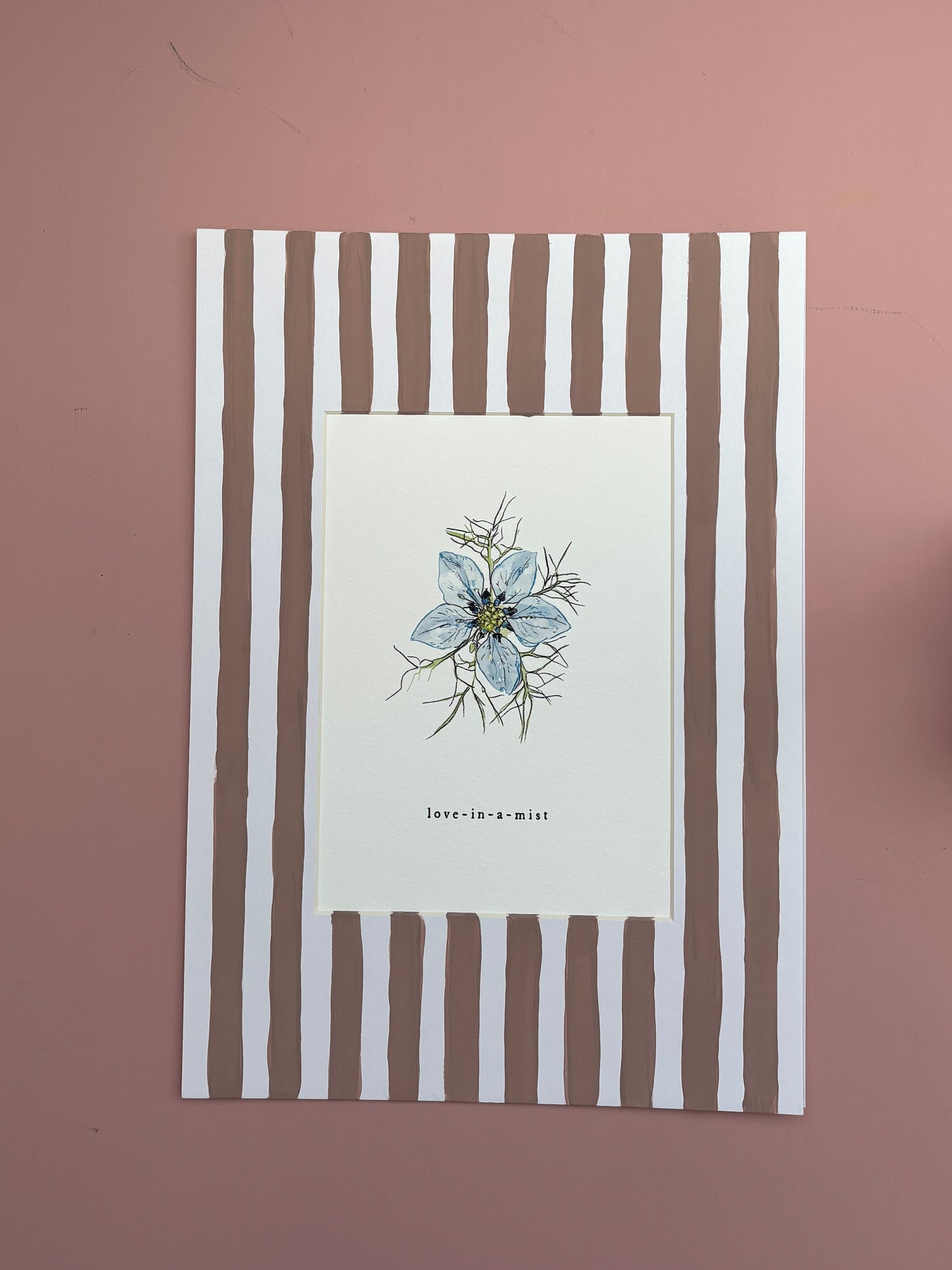 Stripey Mount and A5 print | Love-in-a-mist | Summer