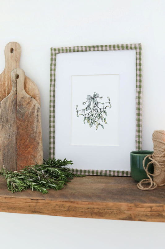 A5 Winter Art Print and White Mount | Mistletoe and Bow | Winter
