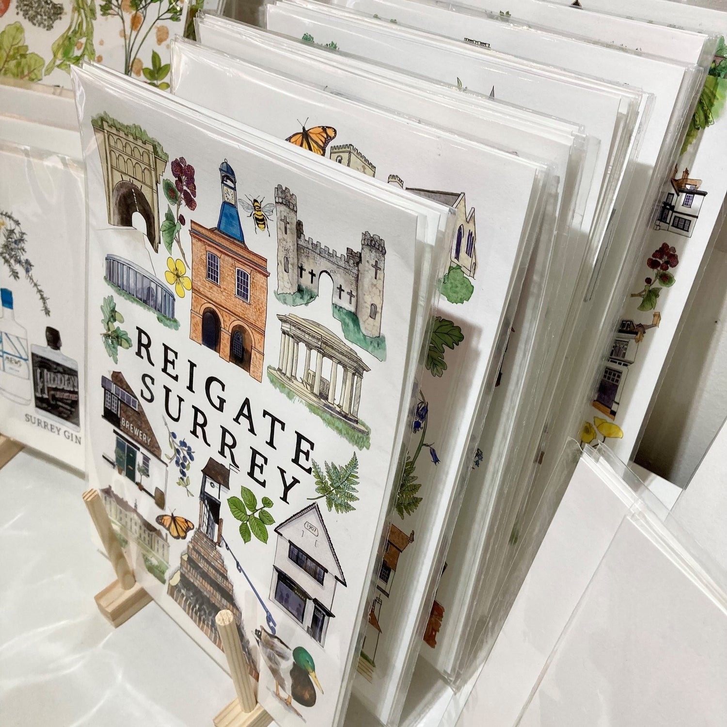 Illustrated art prints of Reigate and other Surrey towns and villages