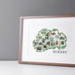 Surrey Map | A4 and A3 Art Print